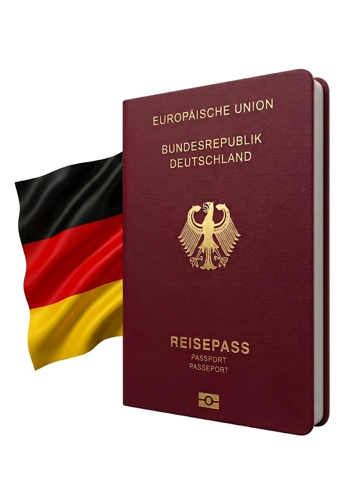 Road to Germany passport-themed app artwork