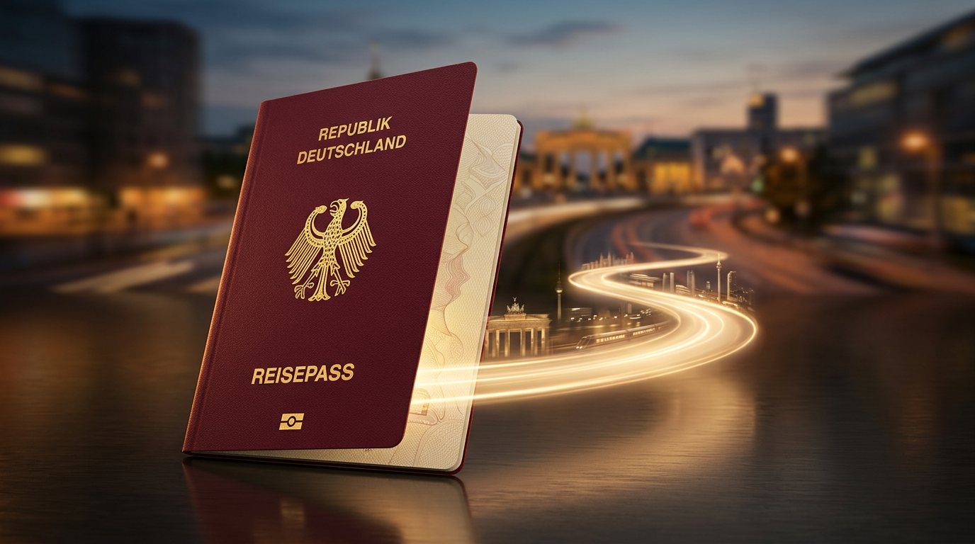 Road to Germany app splash artwork showing the path to integration