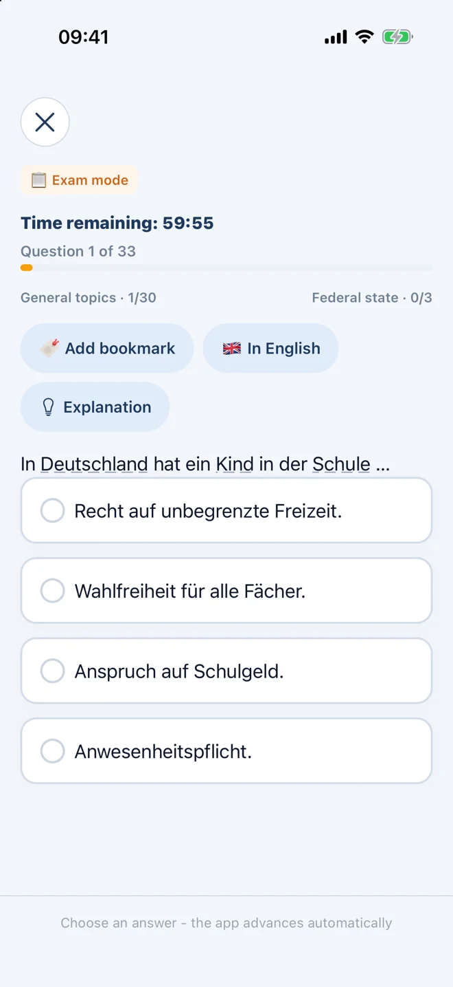 Road to Germany: mock exam