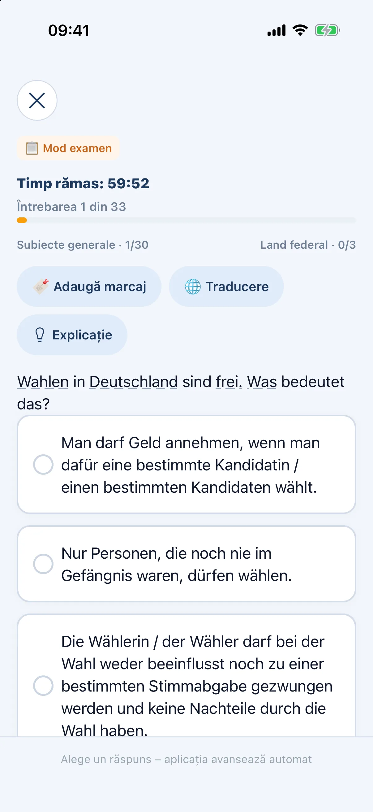 Road to Germany – Simulare de examen